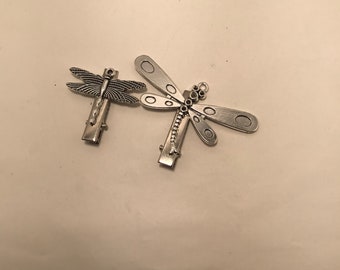 Coralinee Silver Tone Dragonfly Hair clips, 2 tailles répertoriées