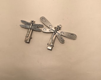 Coralinee Silver Tone Dragonfly Hair clips, 2 sizes listed