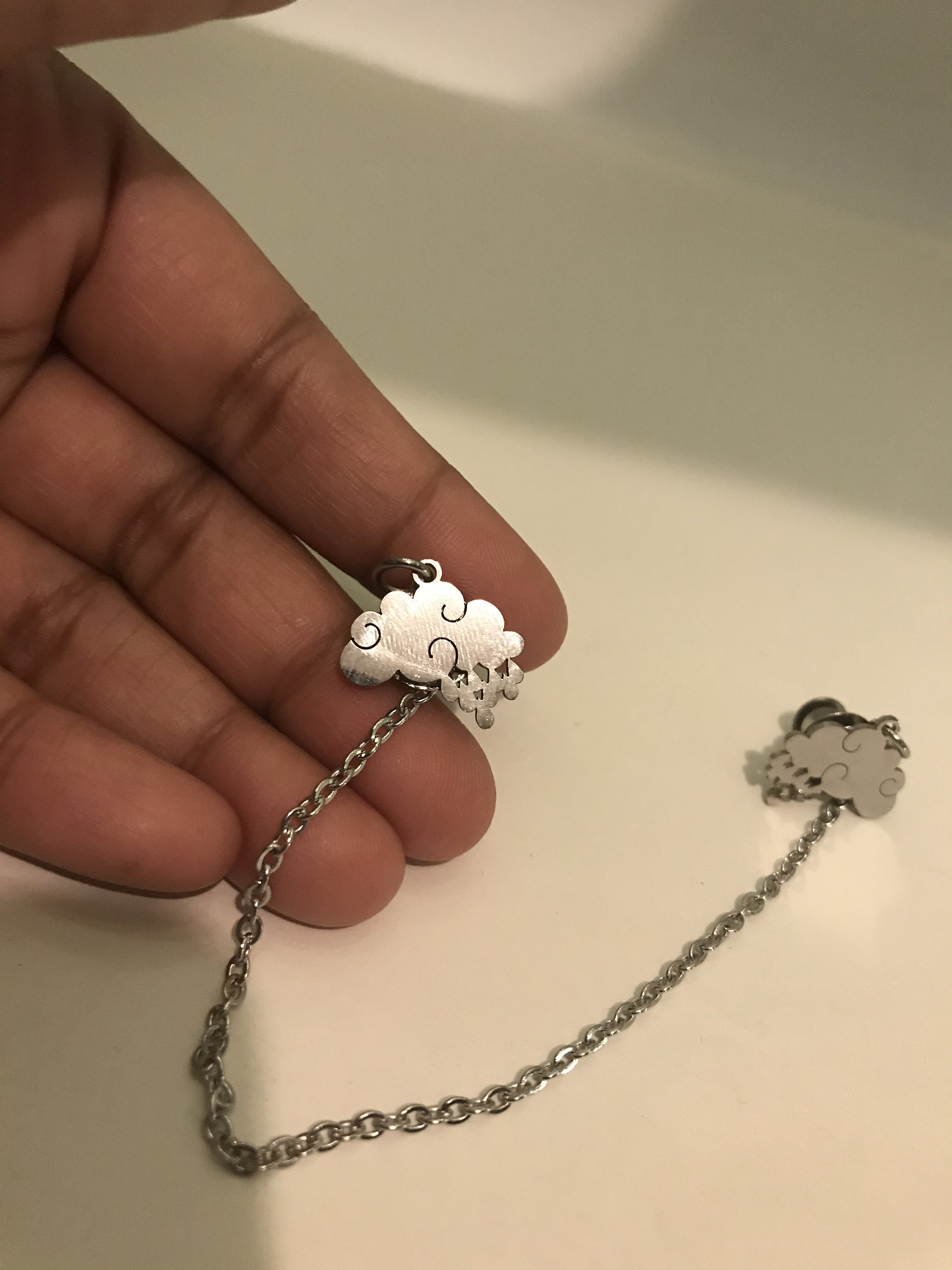 Stainless Steel Storm Cloud Collar Pins, Black Cloud Jewellery, Unisexual