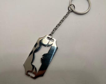 Razor blade bat keychain stainless steel