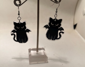 Vampire Cat Bat Earrings