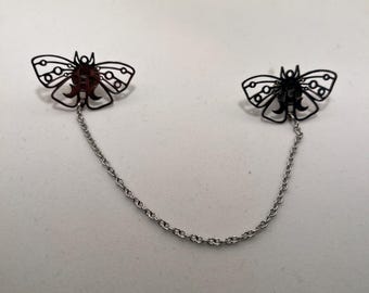 Stainless Steel luna moth collar pins