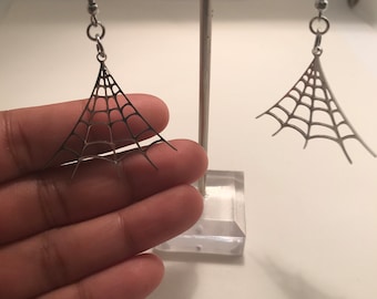 Stainless Steel Spider Web Earrings (triangular shape)