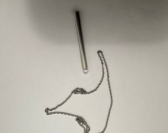 Minimalist Steel Cylinder Necklace, Stainless Steel