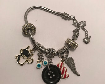 Pulsera con dijes estilo Pandora Coralinee, acero inoxidable