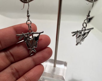 Hanging Stainless Steel bat earrings