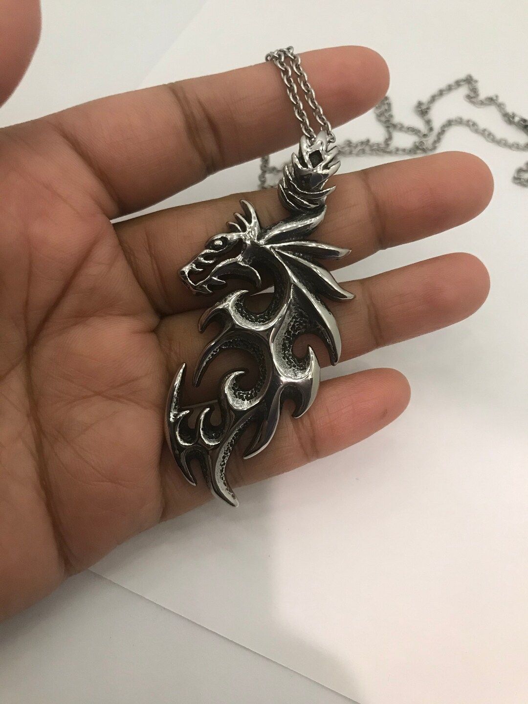 Stainless Steel Dragon Necklace, Unisexual Etsy