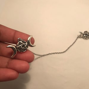 Alfinetes de colarinho da deusa do pentagrama triplo da lua, alfinetes de colar gótico