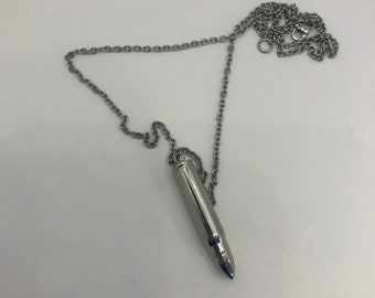 Werwolf Silber spitze Kugel mit Schraubverschluss, Edelstahl, Feuerbestattung Schmuck, Unisex