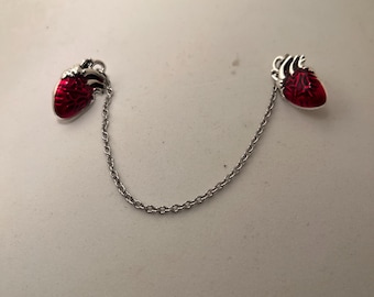 Anatomical heart collar pins