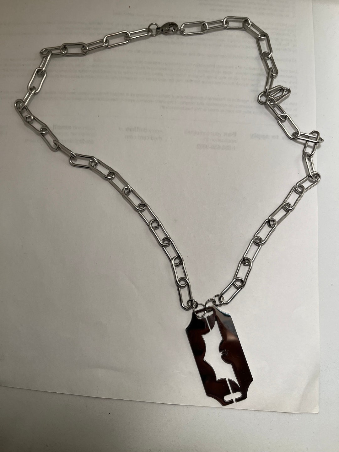 Gothic Razor Blade and Paperclip Necklace, Stainless Steel - Etsy