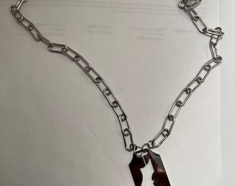 Gothic razor blade and Paperclip necklace, stainless steel