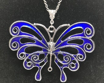 C.  Bride Blue Butterfly Pendant, Emily necklace