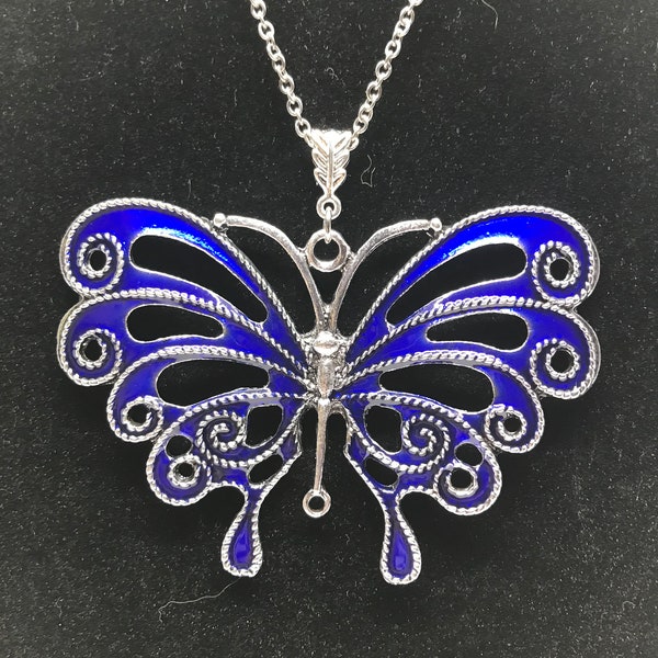 C.  Bride Blue Butterfly Pendant, Emily necklace