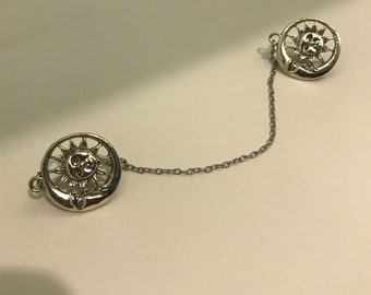 Mystical Oracle Sun and Moon Collar Pins, Ouija Board Inspired
