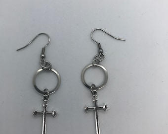 Trad Goth Cross Earrings, Unisexual