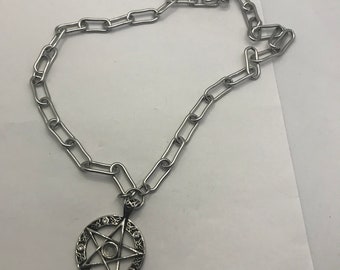 Roestvrij staal Pentagram ketting, roestvrij staal paper clip ketting, uniseksueel