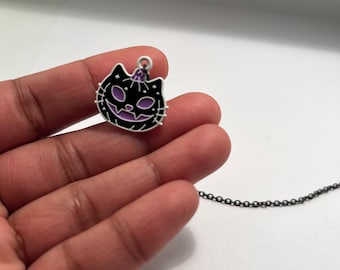 Cat jack o lantern collar pins