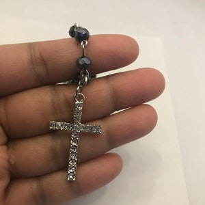 Mary Tudor Inspired Rhinestone Crosses on glass beaded necklaces, 3 options, Jane Austen, Georgian Cross Necklace