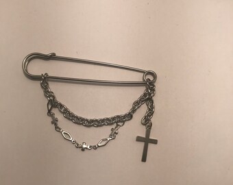 Gothic Stainless Steel Safety Pin Brooch, Kilt Pins, Unisexual