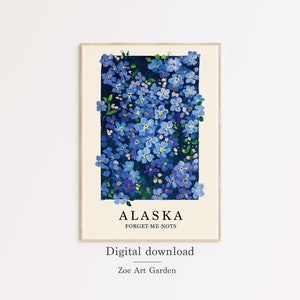 Alaska Forget-Me-Not Flower Art: Vintage Floral Wall Decor (Digital Download)