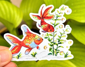 Golden Fish Sticker, Glitter Design Waterproof Vinyl Decal