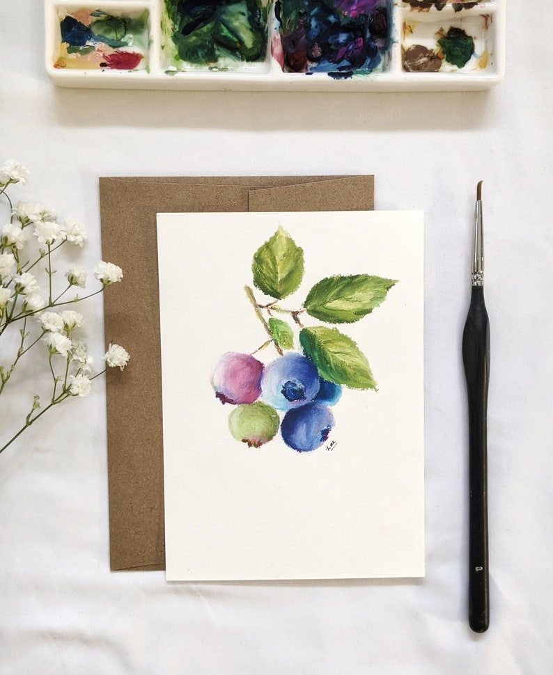 Hand made Cards Kraft envelope included Original Hand painted Postcards 100/% hand painted Fruits Postcards