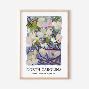 Kornoeljebloemprint, gouachekunst van de staat North Carolina