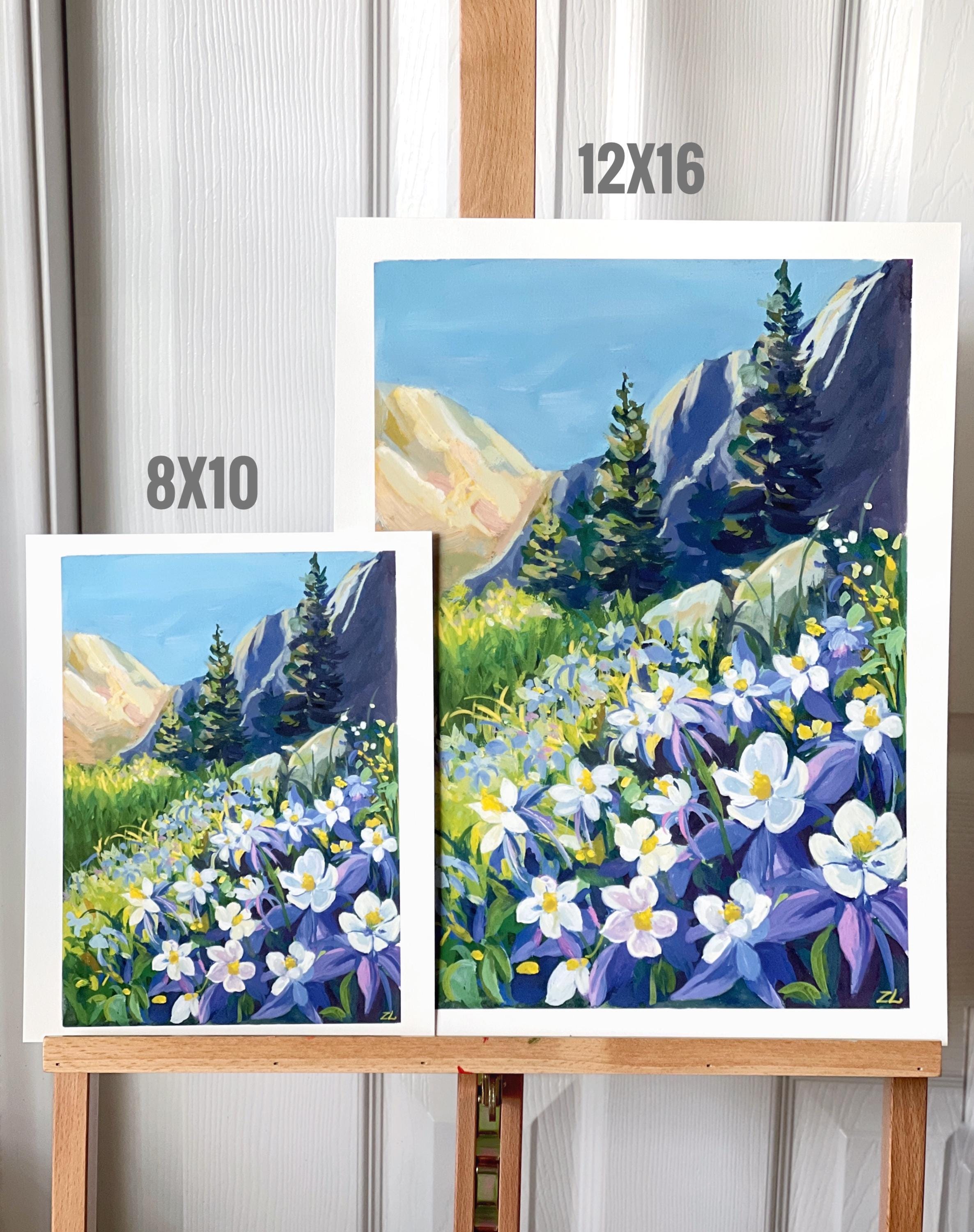森の絵画「小春ブナ森」 春のコロラド風景 - コロンバイン グアッシュ画 - 山のアート
