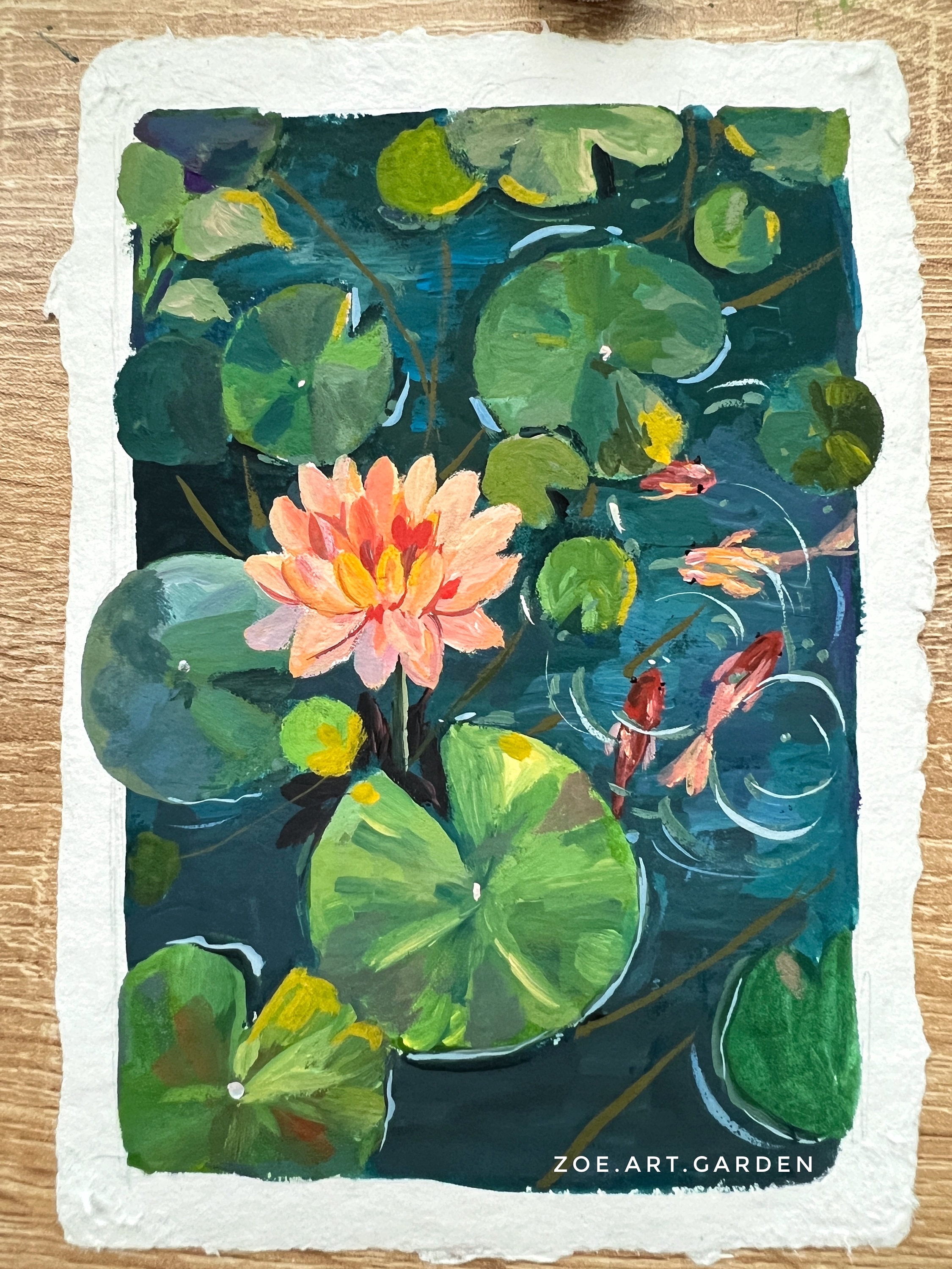 水彩画「蓮池」 Yahoo!オークション - 真作 笹原亮 作 【蓮池】 水彩画 6号 （検