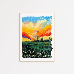 Gouache Painting - Rainbow Sky - Vibrant Cloud Art - Nature Gouache Painting - Rainbow Sky - Vibrant Cloud Art - Nature
