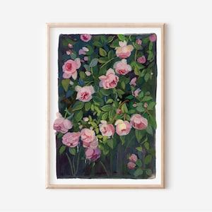 Rose Garden No. 1- Gouache Art Print: Floral Nature Wall Art