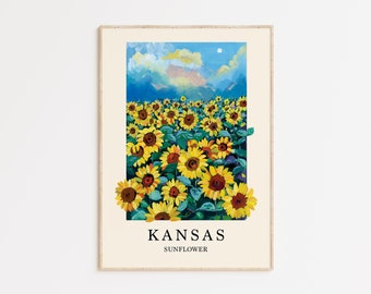 Digital DOWNLOAD| Kansas State Flower Wall Art | Sunflower Wall Art| Flowers Wall Art | Vintage Wall Art | Colorful Wall Art | PRINTABLE Art