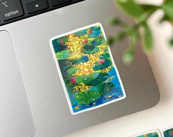 Koi Fish Sticker, Glitter Pond Design - Waterproof Vinyl