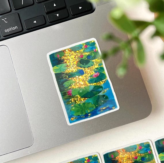 Koi Fish Sticker, Glitter Pond Design - Waterproof Vinyl