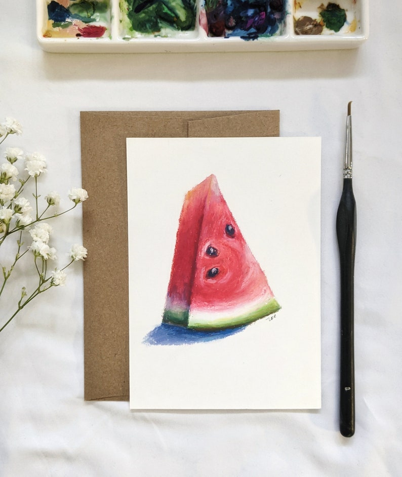 Hand made Cards Kraft envelope included Original Hand painted Postcards 100/% hand painted Fruits Postcards