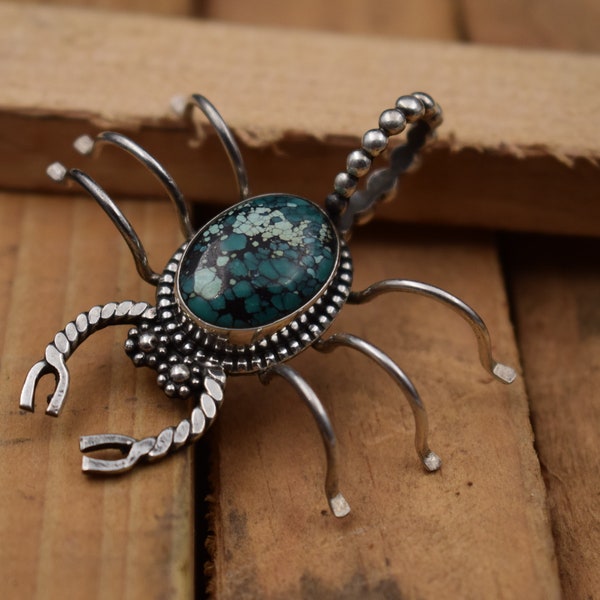 Beautiful Scorpion Dark Turquoise Sterling Silver Pendant for men and women 12.73 gram