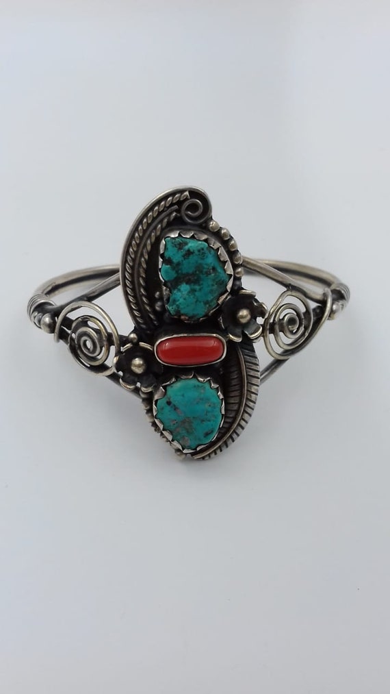 Rough, Bright Turquoise stone coral leaf and flow… - image 2