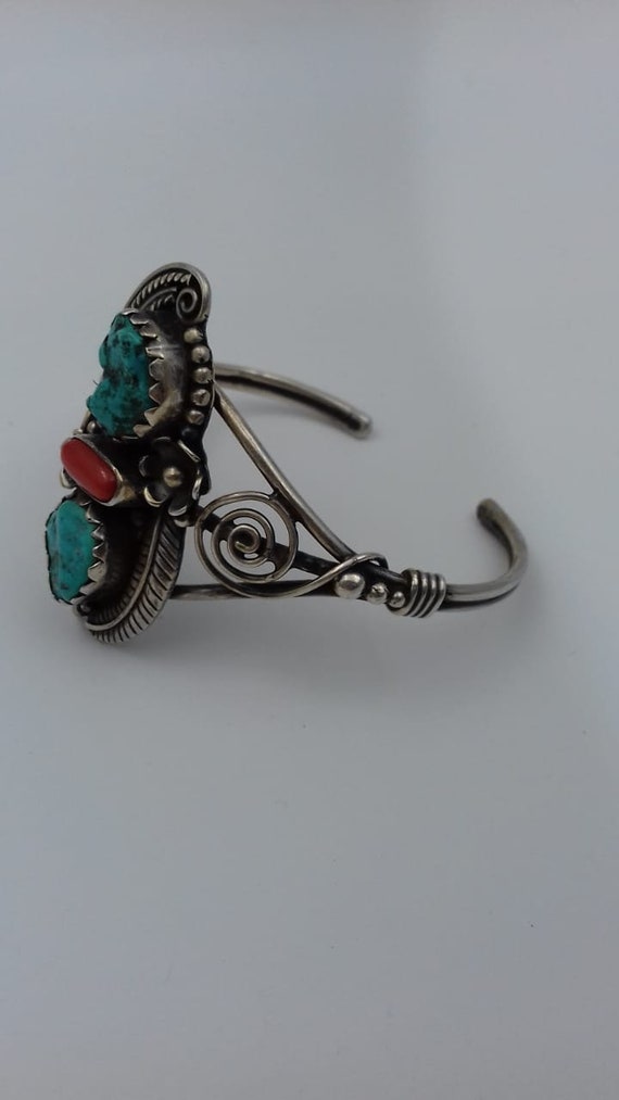 Rough, Bright Turquoise stone coral leaf and flow… - image 4