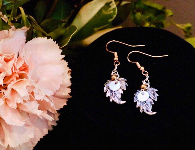 Silver and Gold Plated Leaf Dangle Earrings