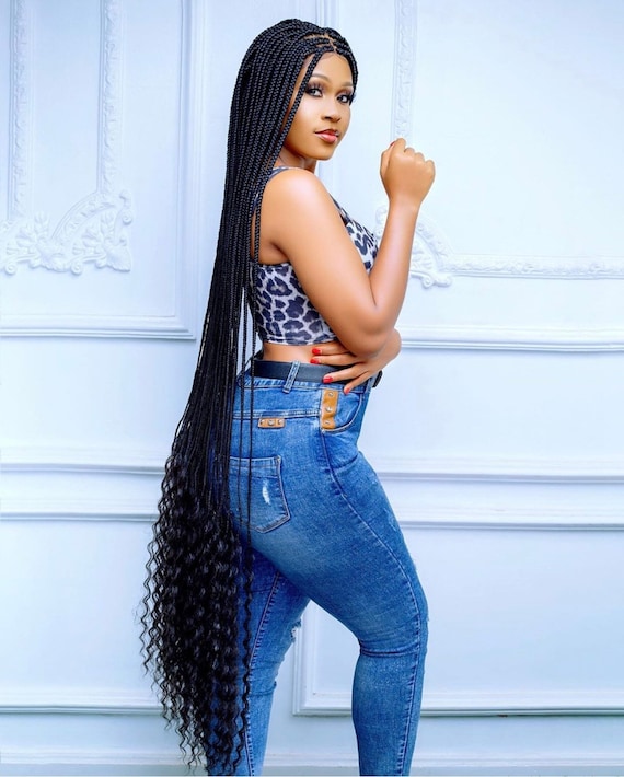 Buy 50 Long Box Braids With Curly Tips Online in India 