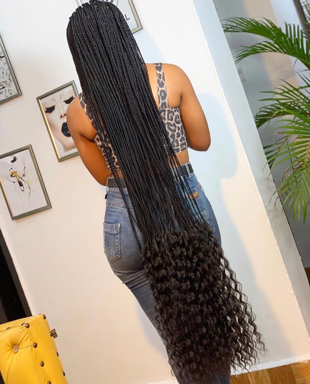 50 Long Box Braids With Curly Tips 