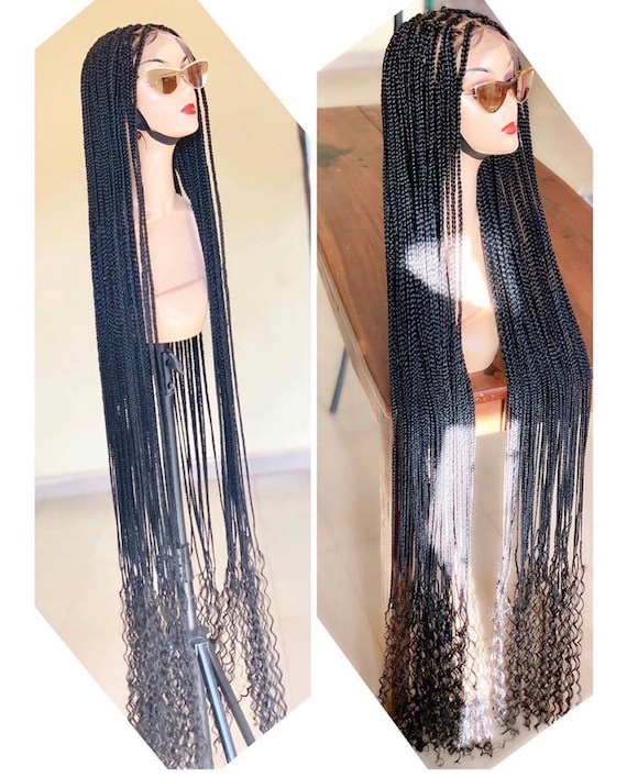 50 Long Box Braids With Curly Tips 