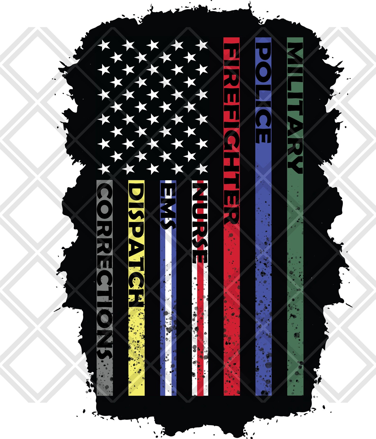DIGITAL DOWNLOAD MILITARY Police firefighter flag frame Etsy
