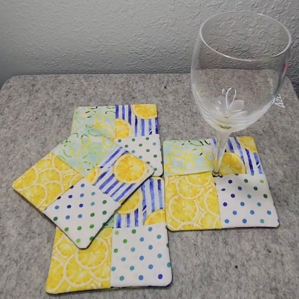 Coasters, Stemware Slipper Coaster, Wine Glass Slipper, Placeholders, Mug Rug, Reversable, 4-piece set