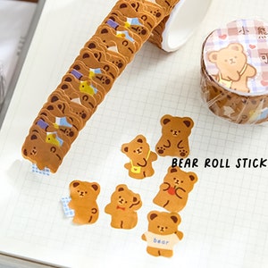 100 bear roll stickers teddy bear stickers planner kawaii bear stickers kawaii labels diary cute stickers multiple bear stickers for planner