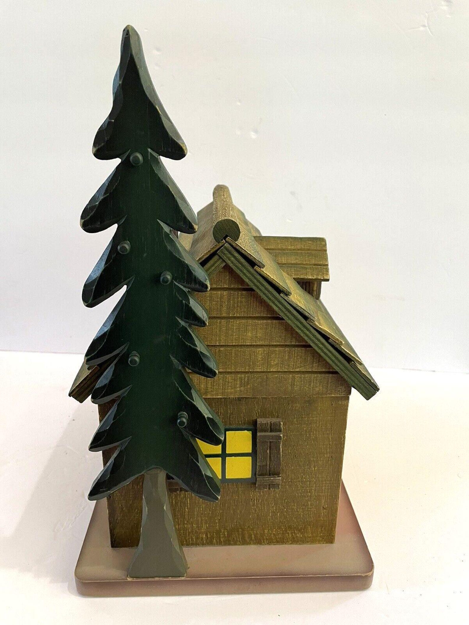 Holiday Log Cabin Advent Calendar Rustic Wood 24 Doors Rotates Rare