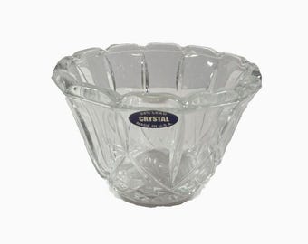 Sunburst Design Antique/Vintage  Lead  24 % Crystal Bowl Made in US Bottom