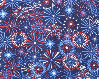 Star Fireworks Fabric,100% Cotton,Novelty- Patriotic,Premium quilt fabric for mask, quilting and craft, USA Election, Woman owned business