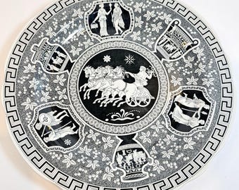 The Spode Archive COLLECTION 'GREEK' 1806 England  10.5" VTG blk/white/gray